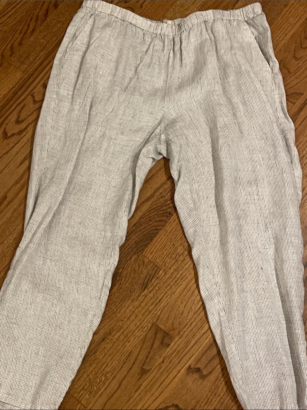 Eileen Fisher Light blue check 100% linen Relaxed Blazer & Pants Set XL - Picture 11 of 12